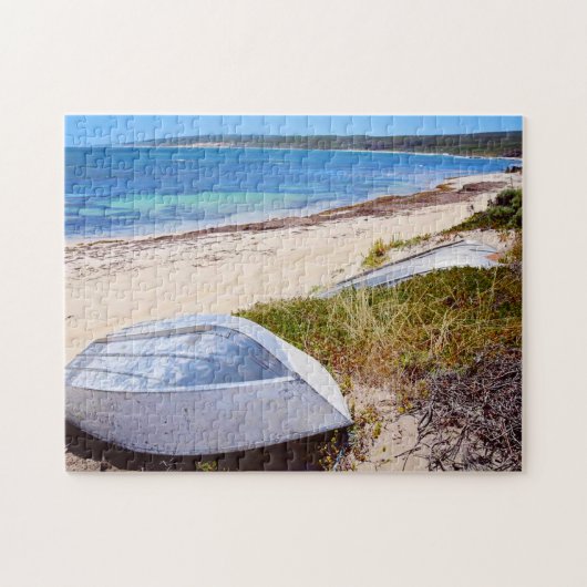 White boot Beach Blue Sky Ocean Legpuzzel (Horizontaal)