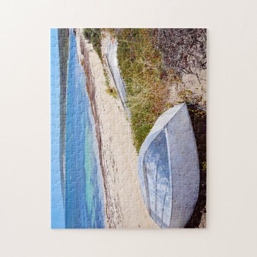 White boot Beach Blue Sky Ocean Legpuzzel (Verticaal)