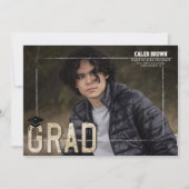 White Border Afstudeerder Afstuderen Fotoaankondig Kaart (Voorkant)