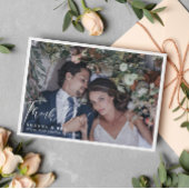 White Border Calligraphy Overlay Weddenfoto Bedankkaart