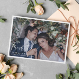 White Border Calligraphy Overlay Weddenfoto Bedankkaart