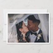 White Border Calligraphy Overlay Weddenschap 2 Fot Bedankkaart (Voorkant)