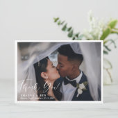 White Border Calligraphy Overlay Weddenschap 2 Fot Bedankkaart (Staand voorkant)