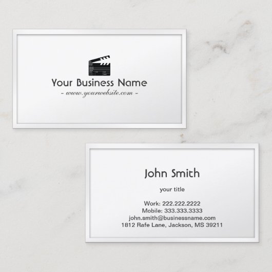 White Border Clapperboard Director Visitekaartje (Voorkant / Achterkant)