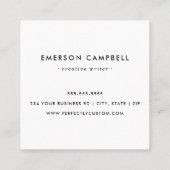 White border custom logo zwart minimalist vierkante visitekaartje (Achterkant)