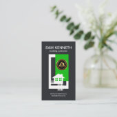 White Border Lijst House Rebars Green Tree Block Visitekaartje (Staand voorkant)
