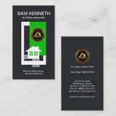 White Border Lijst House Rebars Green Tree Block Visitekaartje (Voorkant / Achterkant)