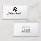 White Border Monogram Auto Mechanic Visitekaartje (Voorkant / Achterkant)
