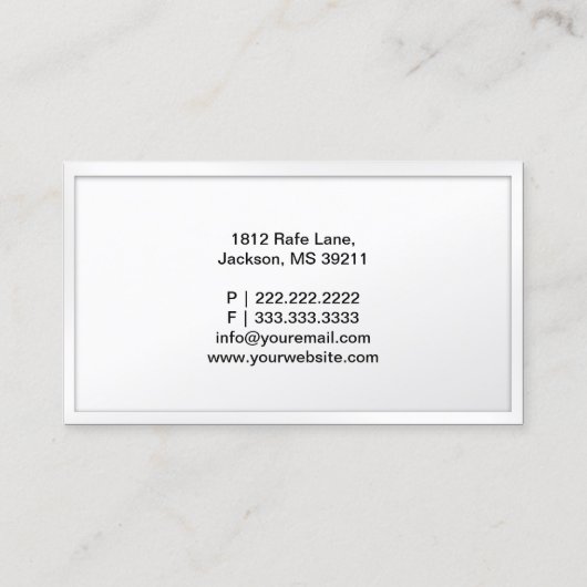 White Border Monogram Auto Mechanic Visitekaartje (Achterkant)