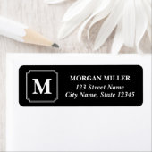 White Border Monogram Naam Bewerkbaar Kleurenadres Etiket (Insitu)
