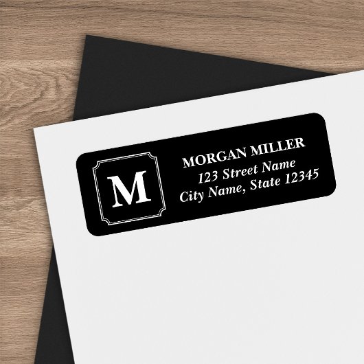 White Border Monogram Naam Bewerkbaar Kleurenadres Etiket