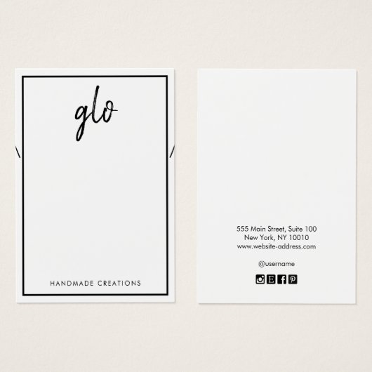 White Border Signature Ketting Bracelet Display Visitekaartje (Voorkant /achterkant)