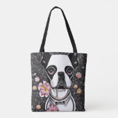 White Boston Terrier Tote Bag (Achterkant)