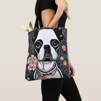 White Boston Terrier Tote Bag