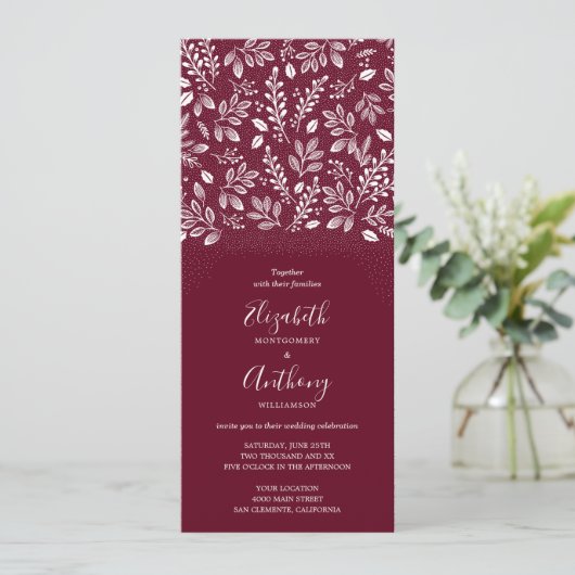 White Botanical All-in-One Weddenschap Kaart (Staand voorkant)