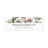 White Botanical Dahlia Return Address Labels (Voorkant)