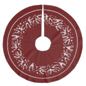 White Botanical Design Brused Polyester Tree Ski Kerstboom Rok (Voorkant)