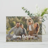 White Botanical kerstfoto Feestdagenkaart (Staand voorkant)