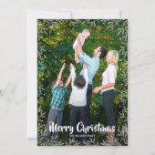 White Botanical kerstfoto Feestdagenkaart (Voorkant)