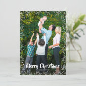 White Botanical kerstfoto Feestdagenkaart (Staand voorkant)