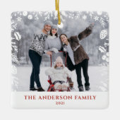 White Botanical Kerstseries - Fotobedekking Keramisch Ornament (Voorkant)