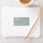 White Botanical Sage Green Return address Label (Insitu)