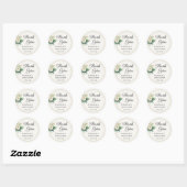 White Botanical Wedding Thank You Ronde Sticker (Vel)