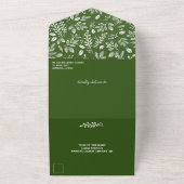 White Botanicals Green No Envelopes Wedding All In One Uitnodiging (Buitenkant)