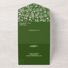 White Botanicals Green No Envelopes Wedding All In One Uitnodiging
