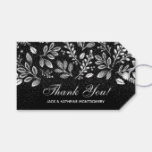 White Botanicals on Black Thank You Cadeaulabel (Voorkant (Horizontaal))