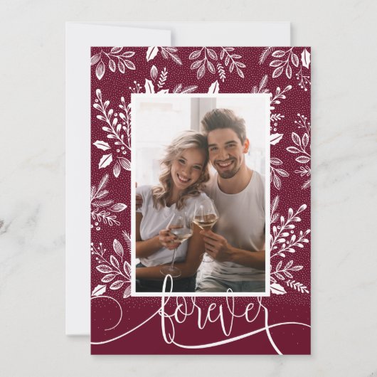 White Botanicals Photo Wedding Save The Date (Voorkant)