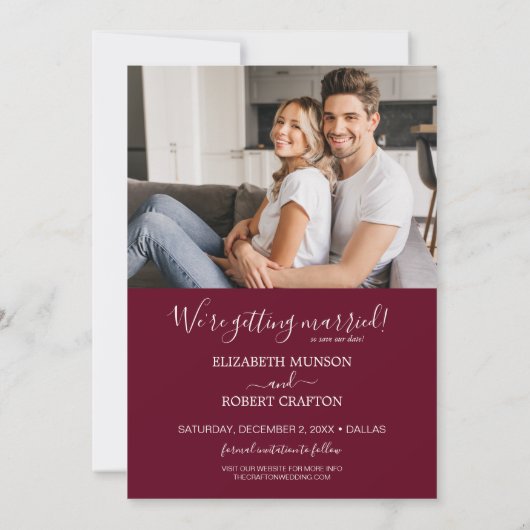 White Botanicals Photo Wedding Save The Date (Achterkant)