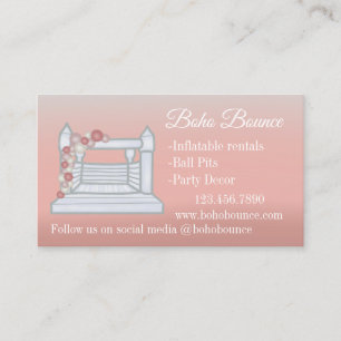 White Bounce House Opblaasbare Party Rentals Roze Visitekaartje