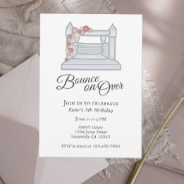 White Bounce House Pink Balballon Garland Birthday Kaart