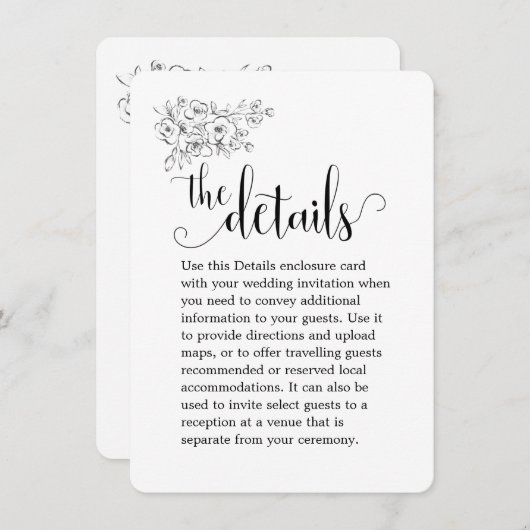 White Bouquet we doen de details van de bruiloft Informatiekaartje (Voorkant / Achterkant)