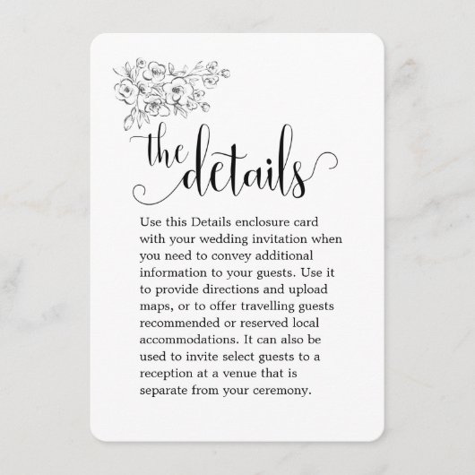 White Bouquet we doen de details van de bruiloft Informatiekaartje (Voorkant)