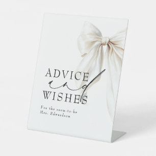 White Bow Advies en Wishes Vrijgezellenfeest Reclamebord Met Voetstuk