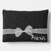 White bow and Ribbon on Stippen met naam Etui (Voorkant)