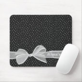 White bow and Ribbon on Stippen met naam Muismat (Met muis)