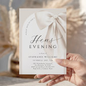 White Bow Arch Hens Evening Invitation Kaart