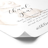 White Bow Baby shower Dank u kaart Poster (Hoek)