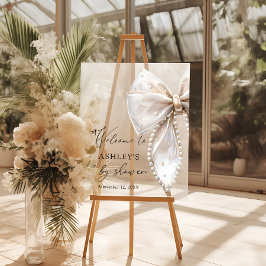 White Bow Baby shower Welkom Acryl Bord