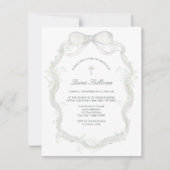 White Bow Baby's Breath Doop Kaart (Voorkant)