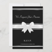 White bow & Black Classic II Wedding Invitation Kaart (Voorkant)