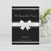 White bow & Black Classic II Wedding Invitation Kaart (Staand voorkant)