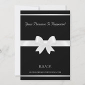White Bow & Black Classic Wedding Invitation Kaart (Voorkant)