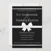 White Bow & Black Classic Wedding Invitation Kaart (Achterkant)