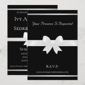 White Bow & Black Classic Wedding Invitation Kaart (Voorkant / Achterkant)