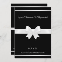 White Bow & Black Classic Wedding Invitation