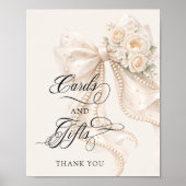 White Bow Bridal Shower Cards and Gifts Poster (Voorkant)